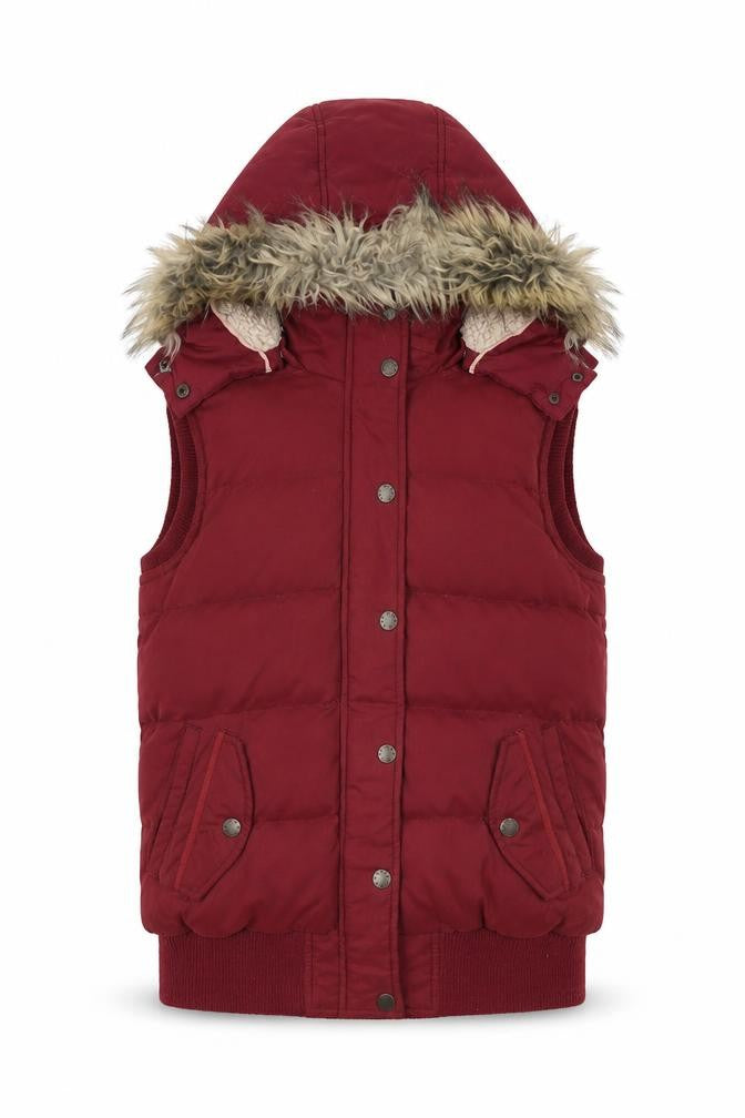FatFace Women's Red Hooded Puffer Waistcoat Size 10