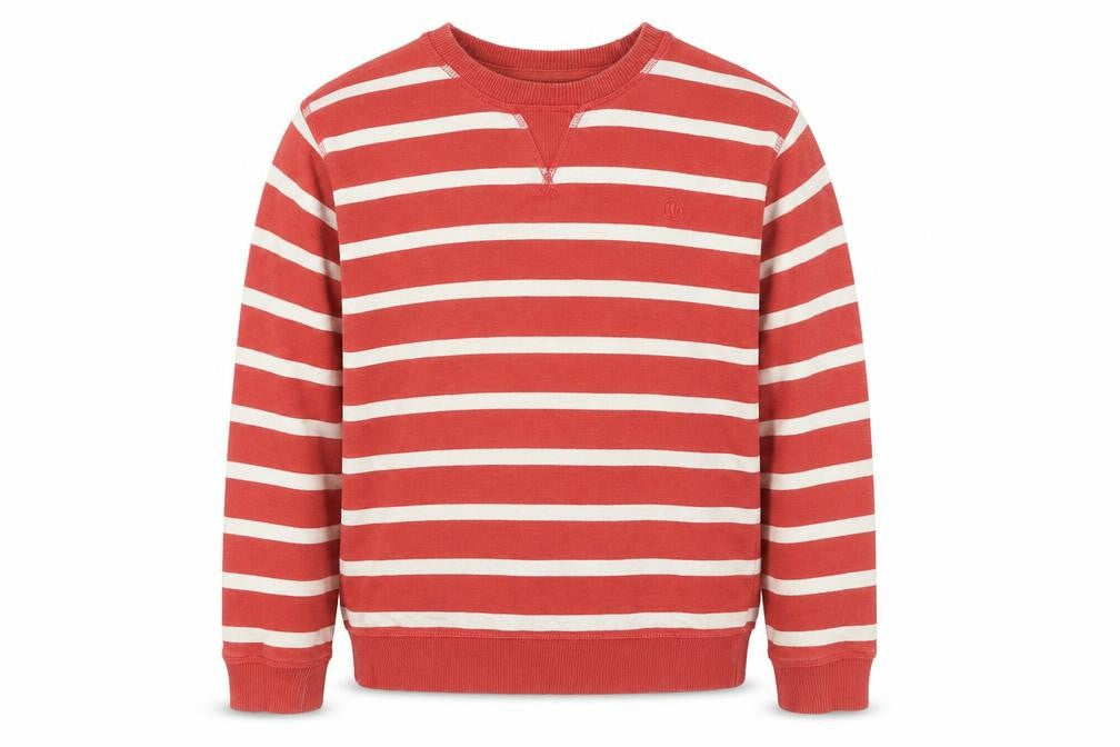 FatFace Girls Red Striped Pullover Sweatshirt 7-8 Years
