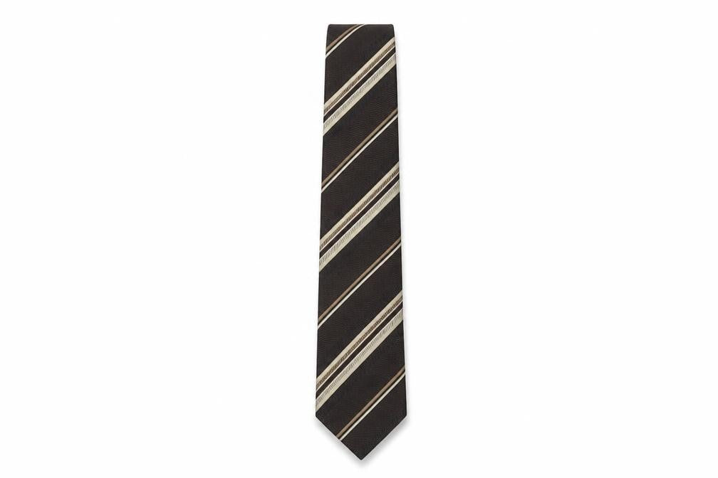 Daniel Hechter Men's Brown Striped Silk Tie