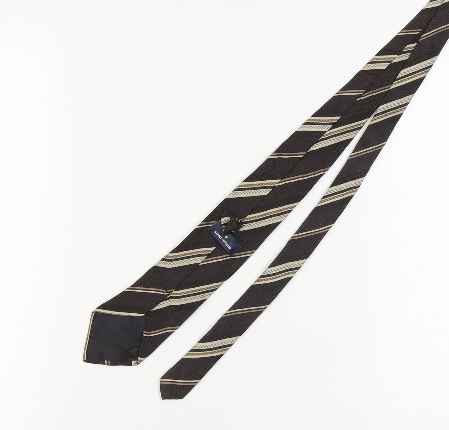 Daniel Hechter Men's Brown Striped Silk Tie