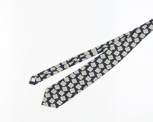BHS Men's Blue Geometric Polyester Tie