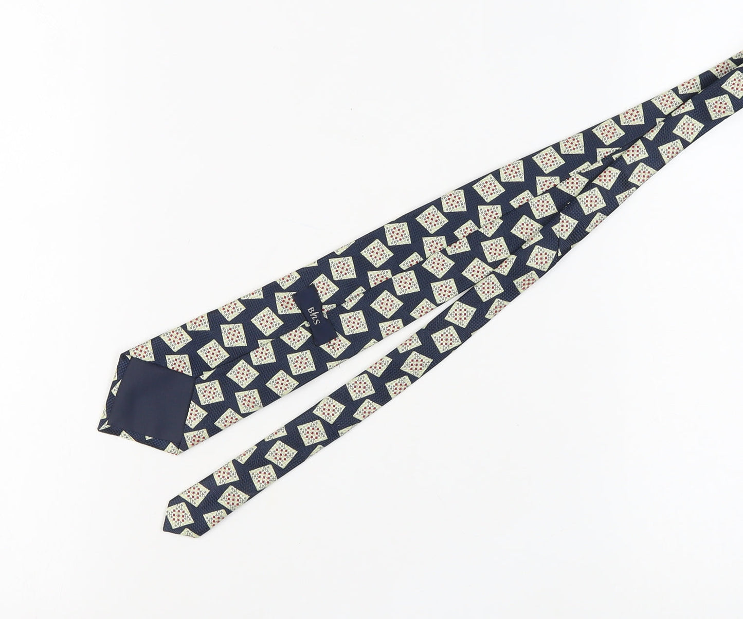 BHS Men's Blue Geometric Polyester Tie