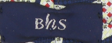 BHS Men's Blue Geometric Polyester Tie