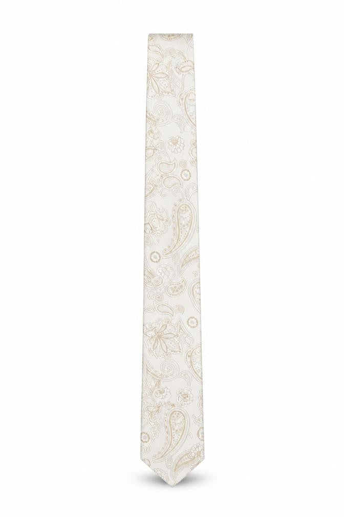 yd. Men's Beige Paisley Slim Tie