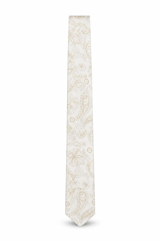 yd. Men's Beige Paisley Slim Tie