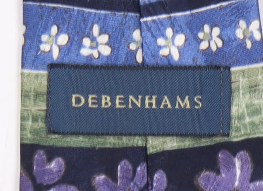 Debenhams Men's Floral Striped Tie - Blue, Green, Purple