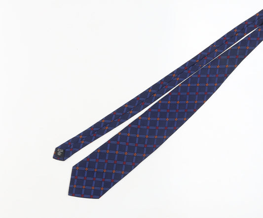 BHS Mens Blue Plaid Check Tie Polyester