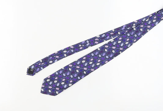 Duchamp Men's Purple Geometric Silk Tie