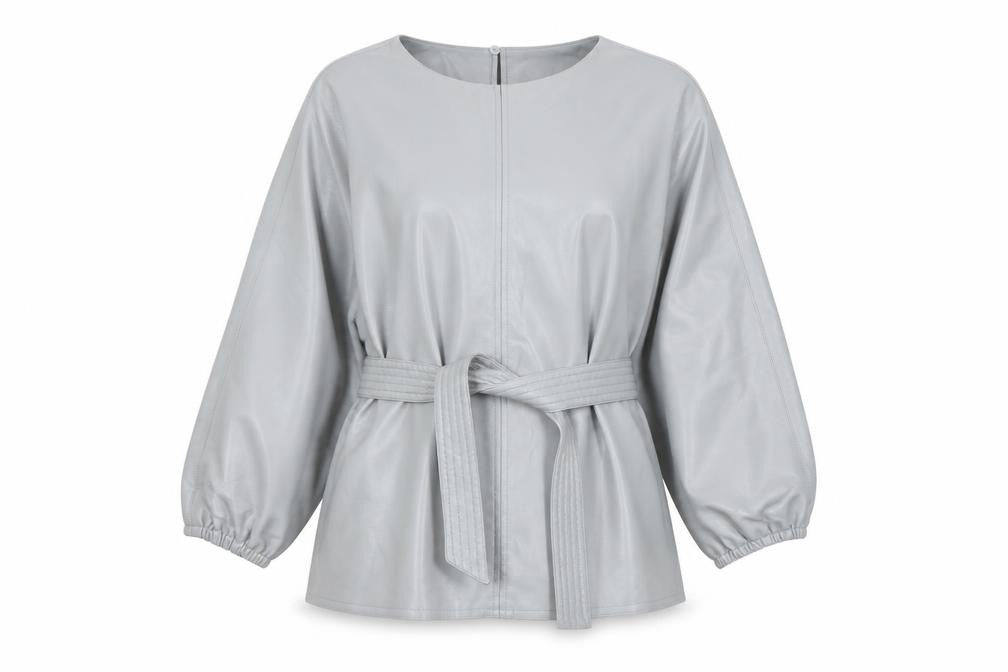 Yaya Women's Grey Long Sleeve Belted Top, Size 8