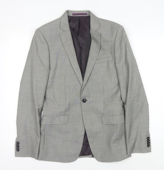 Topman Grey Men's Blazer - Regular Fit, Size 34