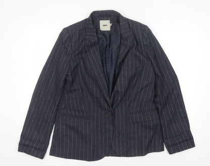 Additional front view of ASOS Women's Black Pinstripe Blazer, size 12