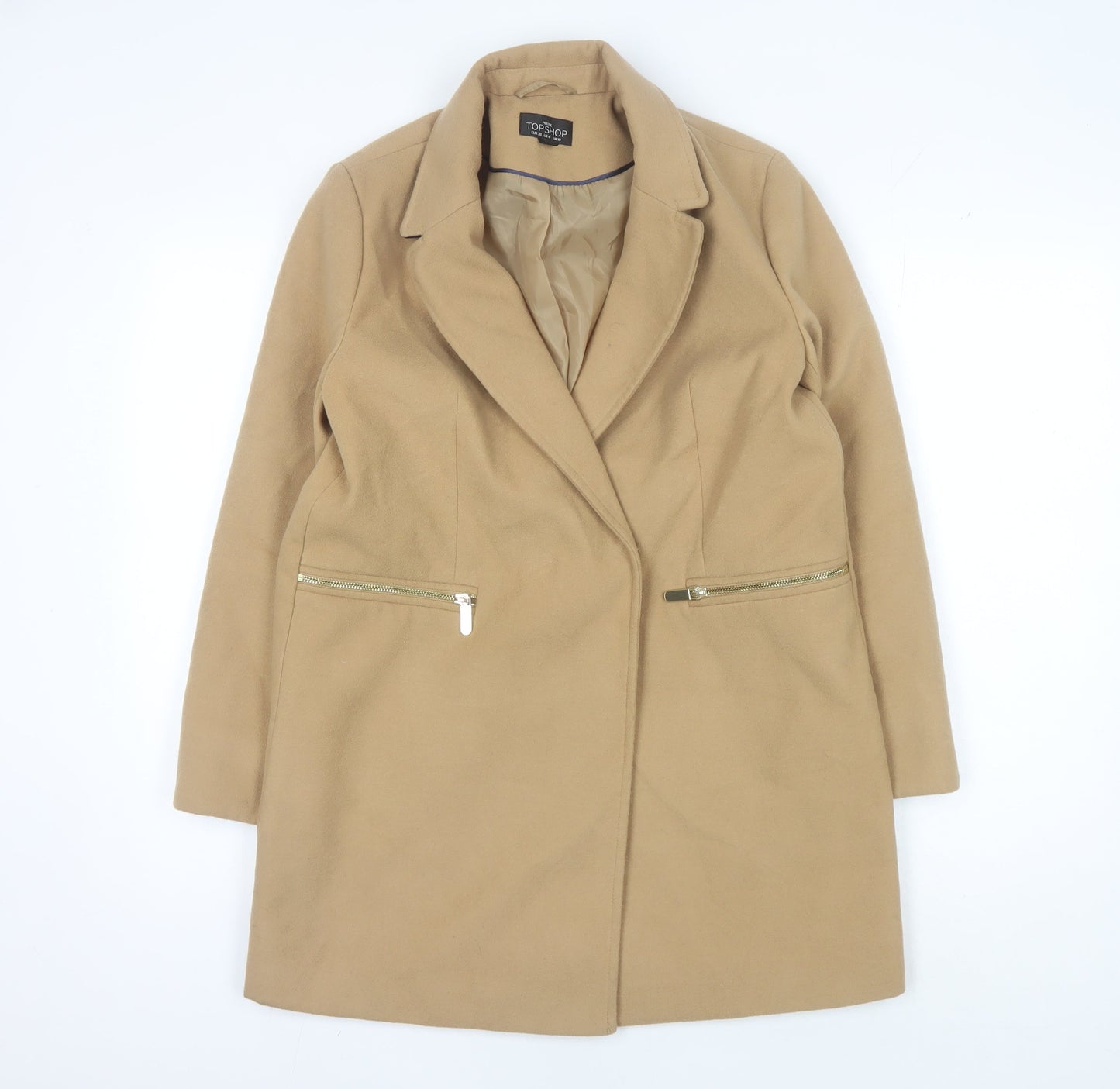 Topshop Petite Beige Overcoat Women Size 10