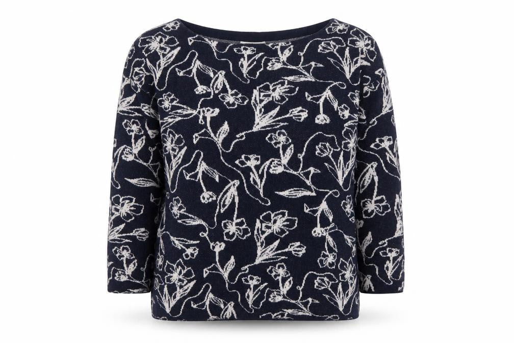 Monsoon Women's Blue Floral Pullover, M