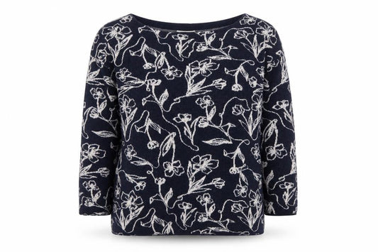 Monsoon Women's Blue Floral Pullover, M