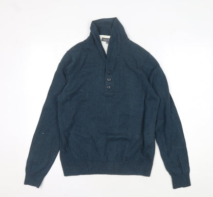 Marks & Spencer Men's Blue Henley Jumper M