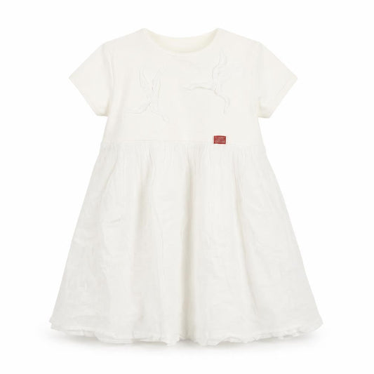 Front view of Kenzo girls’ ivory fit & flare dress - 18 months casual spring/summer