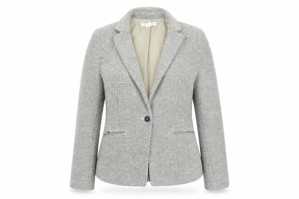 H&M Women's Grey Blazer, Size 14, One-Button, Cotton