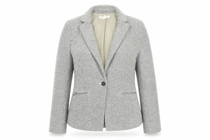 H&M Women's Grey Blazer, Size 14, One-Button, Cotton
