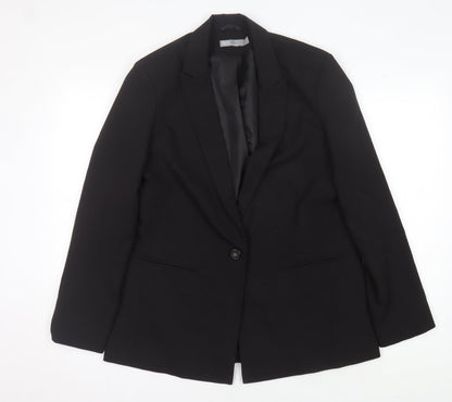Additional front view of ASOS Women's Black Blazer, size 12, Regular Fit, Notch Lapel