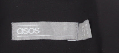 Brand and care label for ASOS Women's Black Blazer, size 12, Regular Fit, Notch Lapel