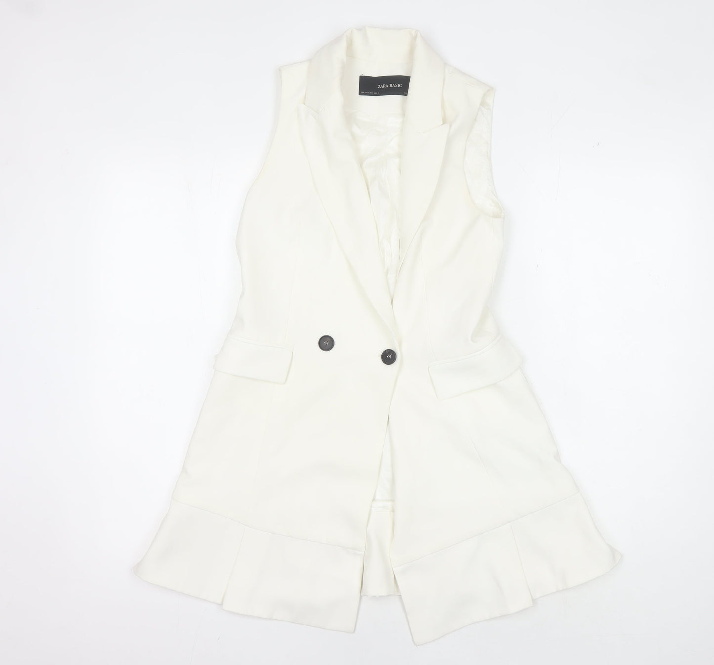 Zara Basic Women's Ivory Waistcoat with Button Accents