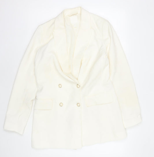 H&M Women's Ivory Blazer Size 10 Double Breasted
