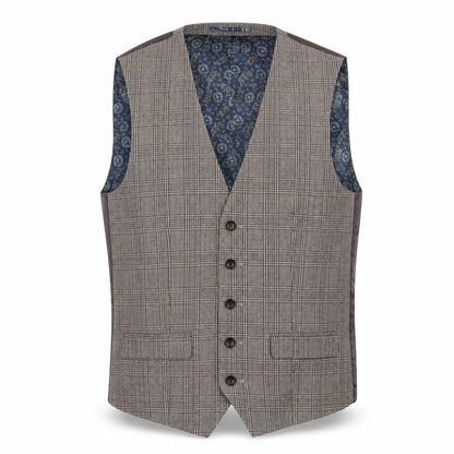 Next Men's Brown Plaid Waistcoat Size 38 Regular Fit