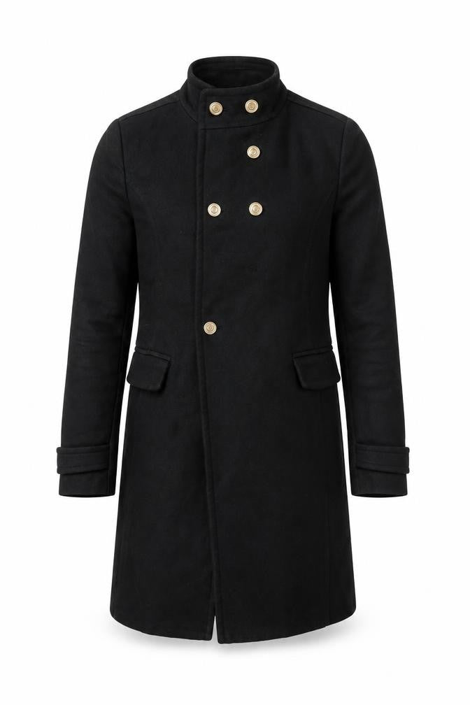 Mango Black Unisex Pea Coat, S, Casual Autumn/Winter Wear