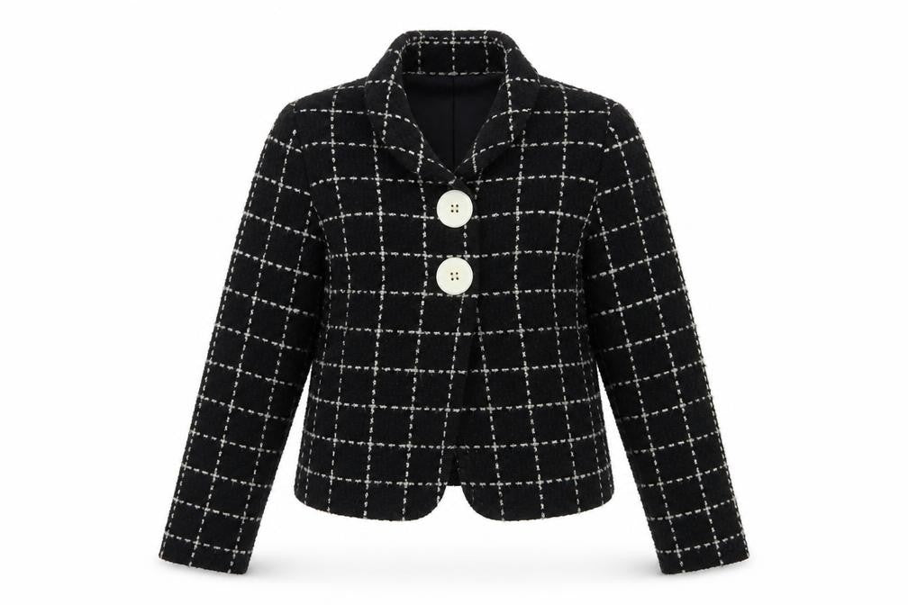 Marks & Spencer Women's Black Check Cropped Jacket
