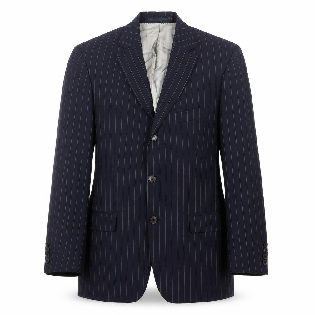 Hugo Boss Men’s Blue Striped Blazer, Size 36, Classic Style