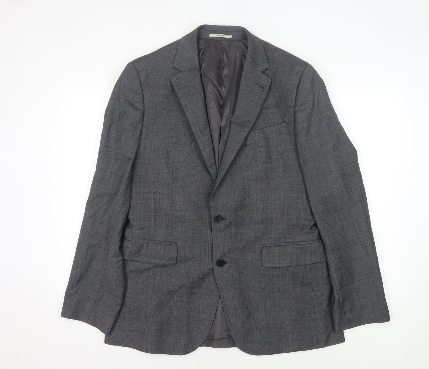 Chester Barrie Men's Grey Wool Blazer, 40R, Check Formal Jacket