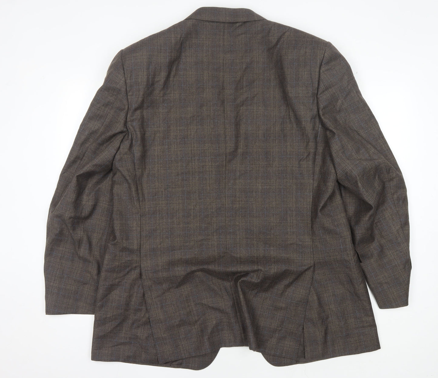 Canali Men's Brown Check Wool Blazer, UK 46R Classic Formal Jacket