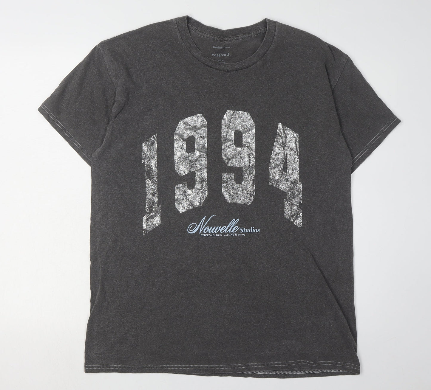 River Island Women's Black T-Shirt, Size 12, 90s Style