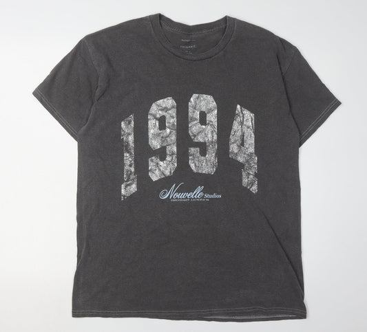 River Island Women's Black T-Shirt, Size 12, 90s Style