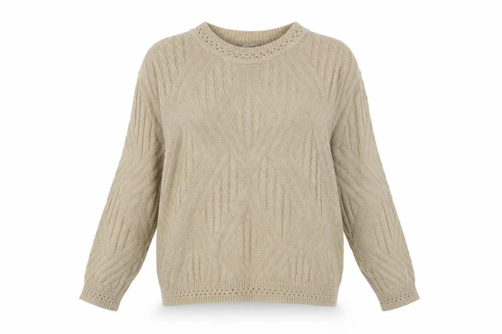 Berketex Women's Beige Cable-Knit Pullover, Size 14-16