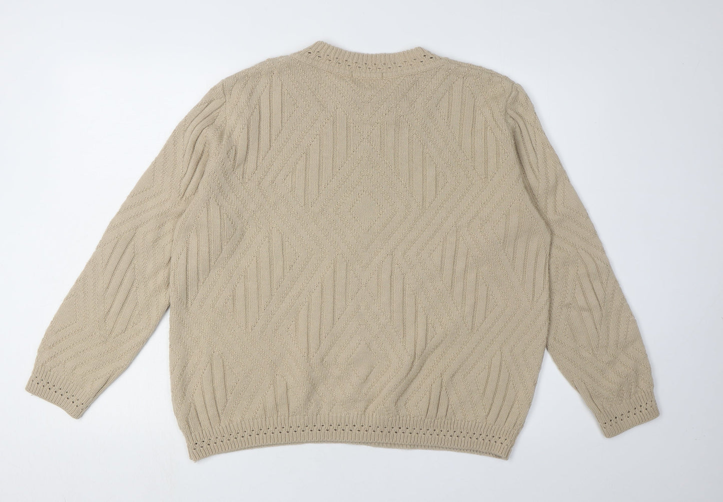 Berketex Women's Beige Cable-Knit Pullover, Size 14-16