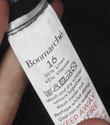 Bonmarché Women's Black Floral Capri Trousers Size 16