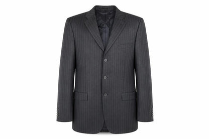 Front view of Jaeger Men's Grey Striped Blazer 42L Jacket