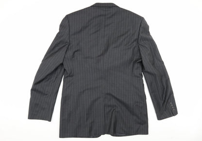 Back view of Jaeger Men's Grey Striped Blazer 42L Jacket