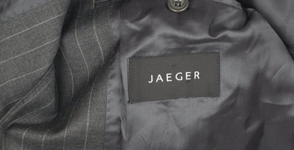 Close-up detail of Jaeger Men's Grey Striped Blazer 42L Jacket