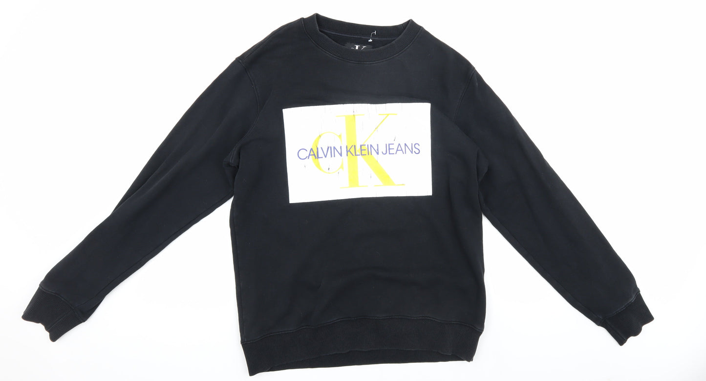 Calvin Klein Jeans Men's Black Medium Logo Sweatshirt
