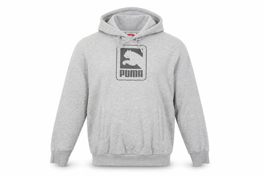 Puma Men's Grey S Pullover Hoodie, Logo, Sports, Hooded, Pockets