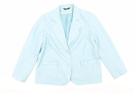 Bm Women's Blue Striped Blazer, Size 20