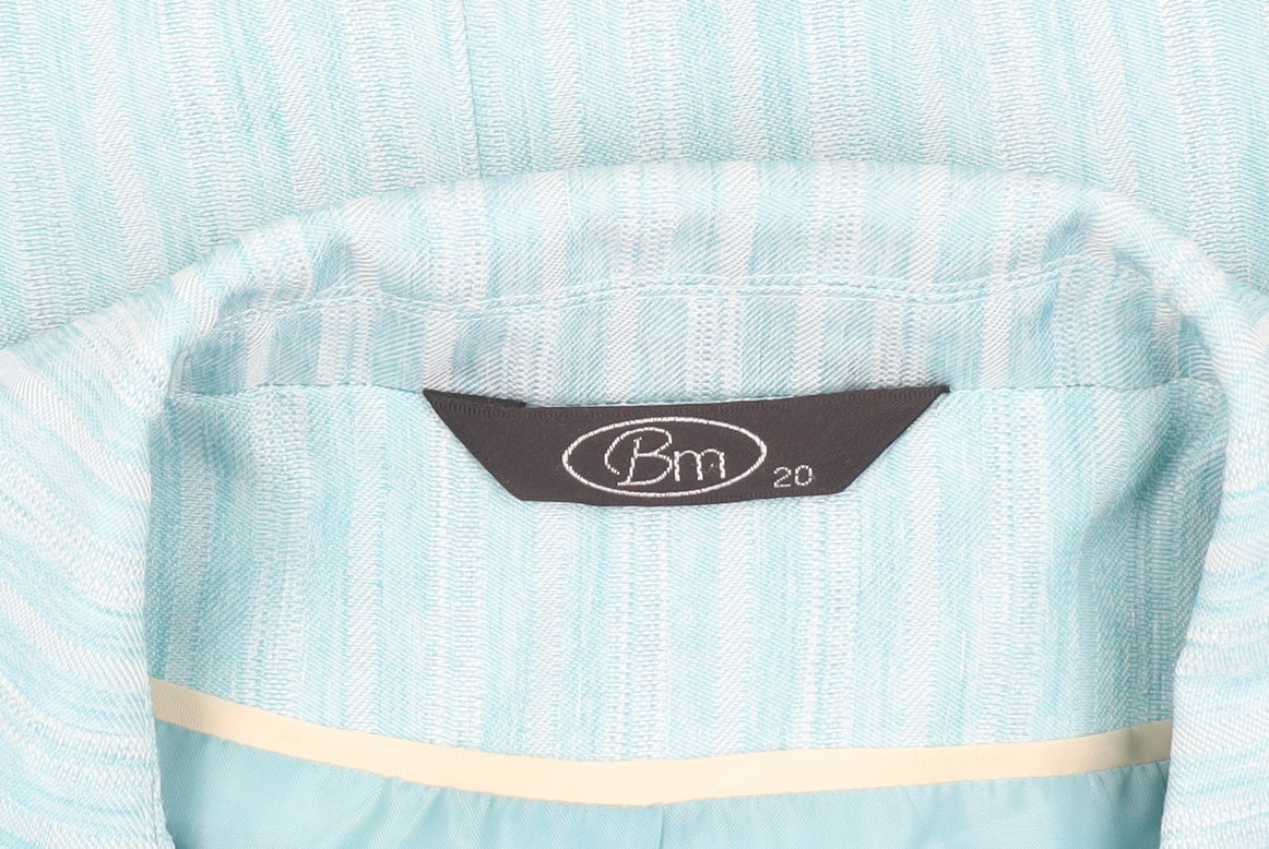 Bm Women's Blue Striped Blazer, Size 20