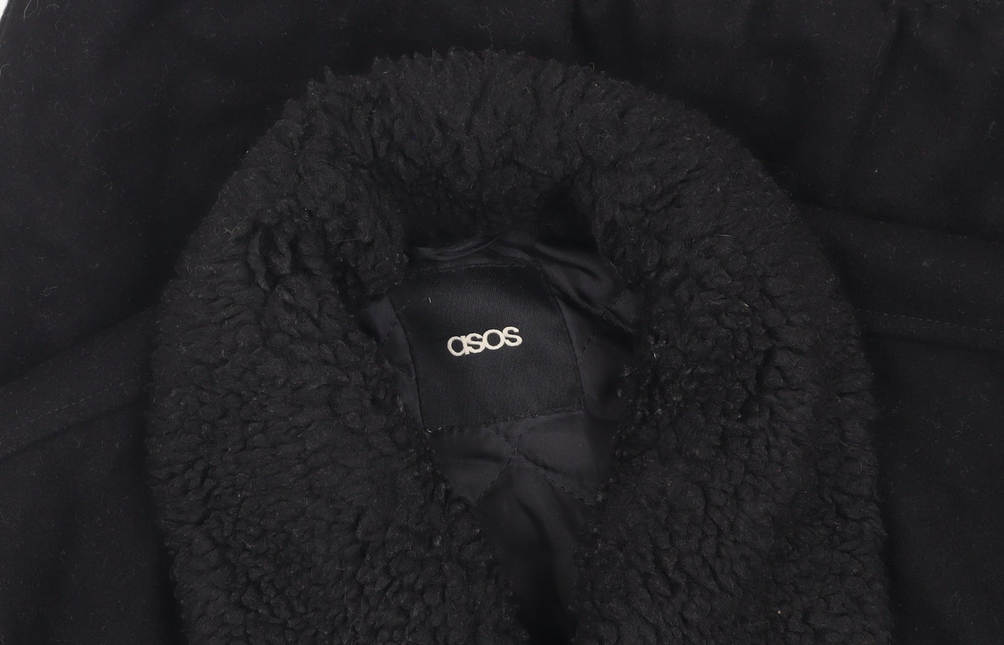 ASOS Unisex Black Wool Bomber Jacket, Size S, Full Zip