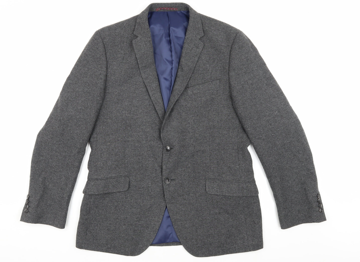 M&S Men's Grey Slim Fit Blazer Herringbone 42 Jacket