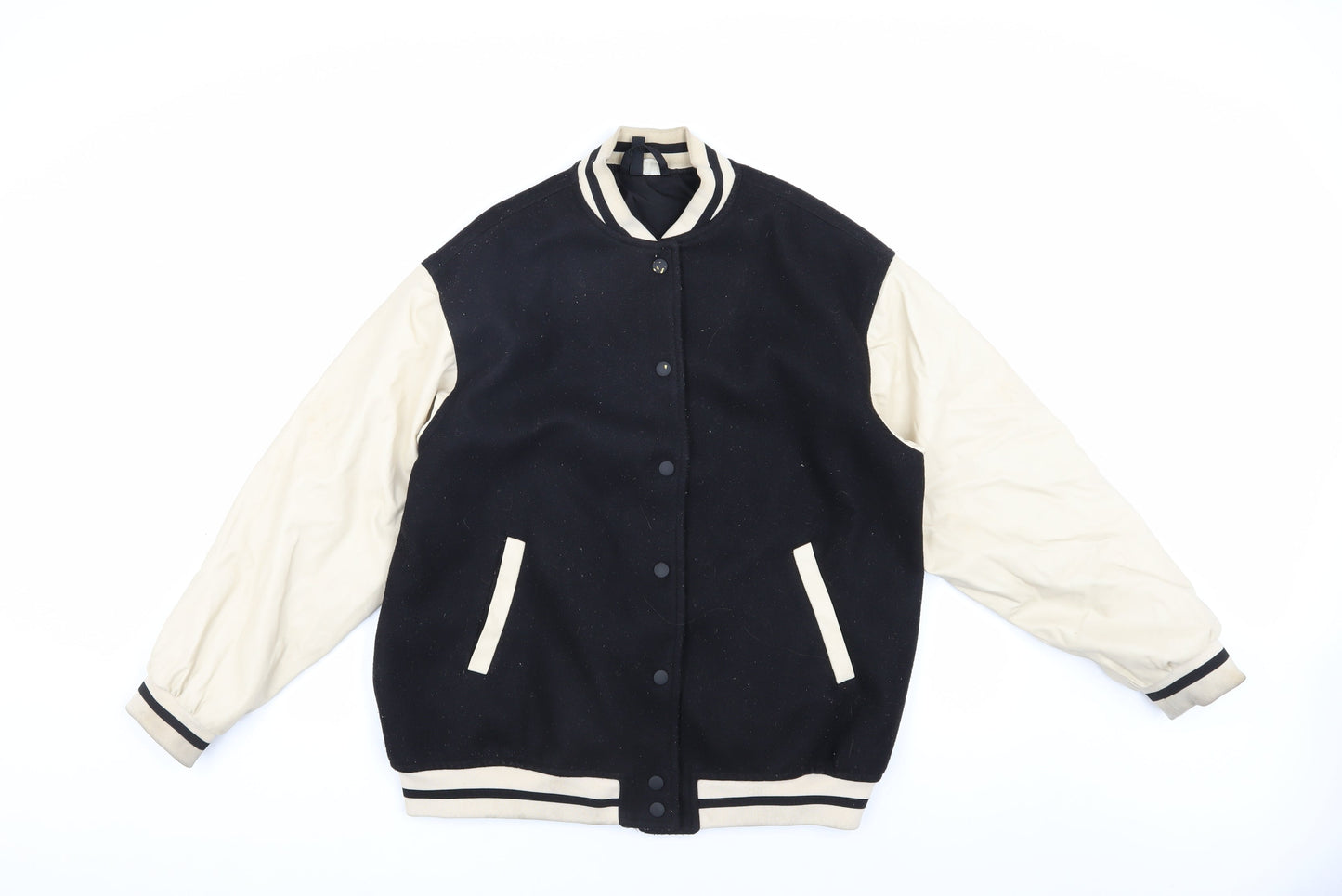 H&M Women’s Black Varsity Jacket, Size S, Casual Style