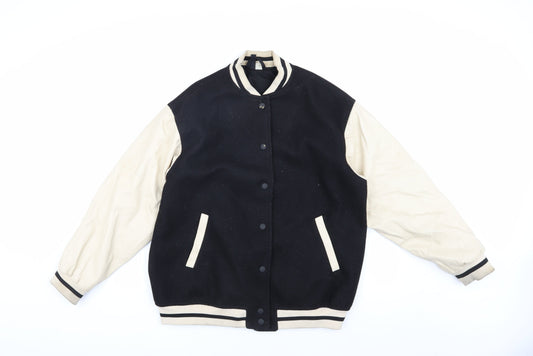 H&M Women’s Black Varsity Jacket, Size S, Casual Style