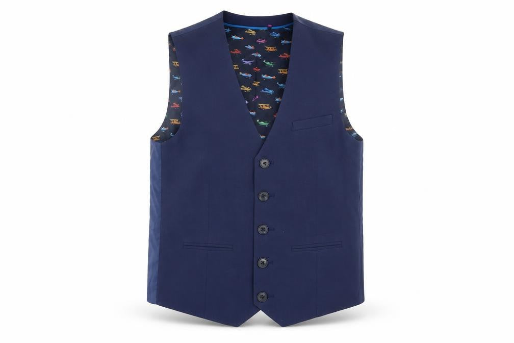 Next Boys Blue Suit Waistcoat, 12 Years, Planes Theme