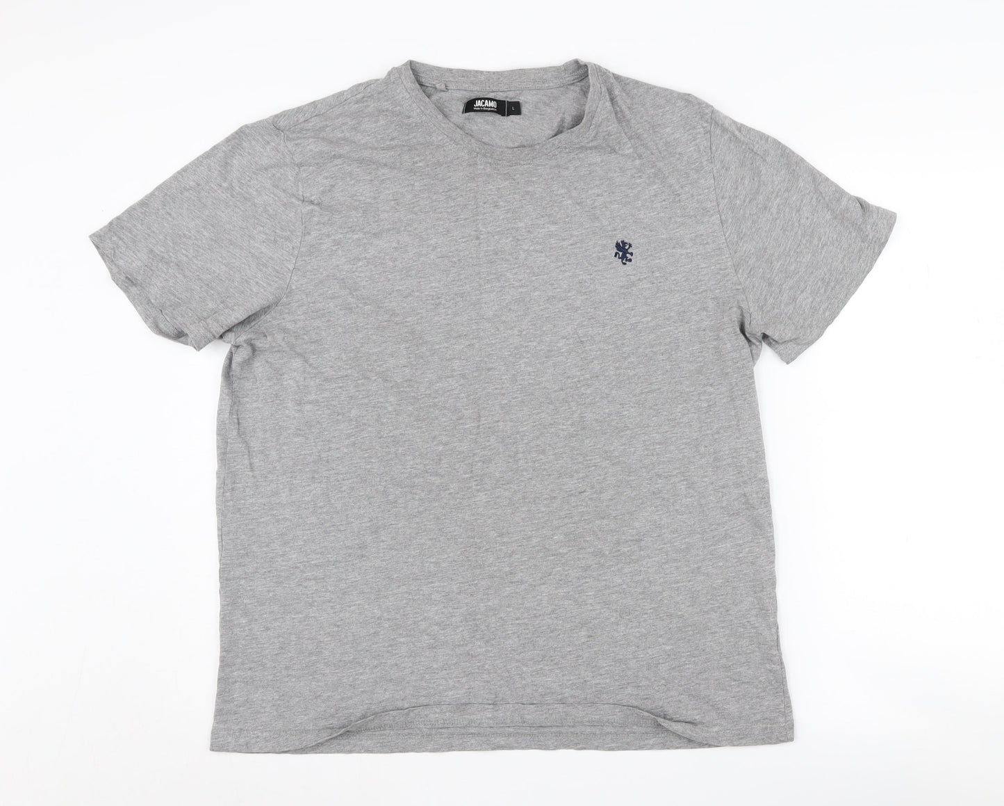 Jacamo Men's Grey L T-Shirt, Cotton Blend, Crew Neck